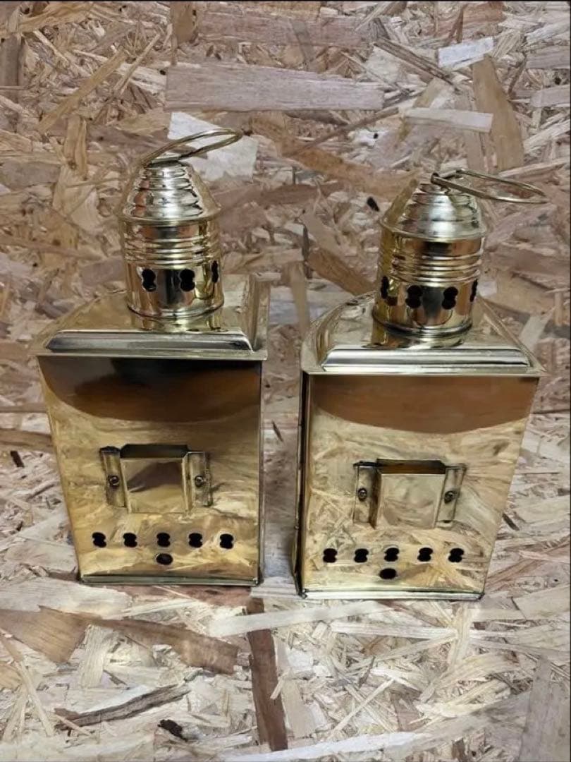 ビンテージ航海灯　右舷・左舷セット　オール真鍮製　マリンランプ