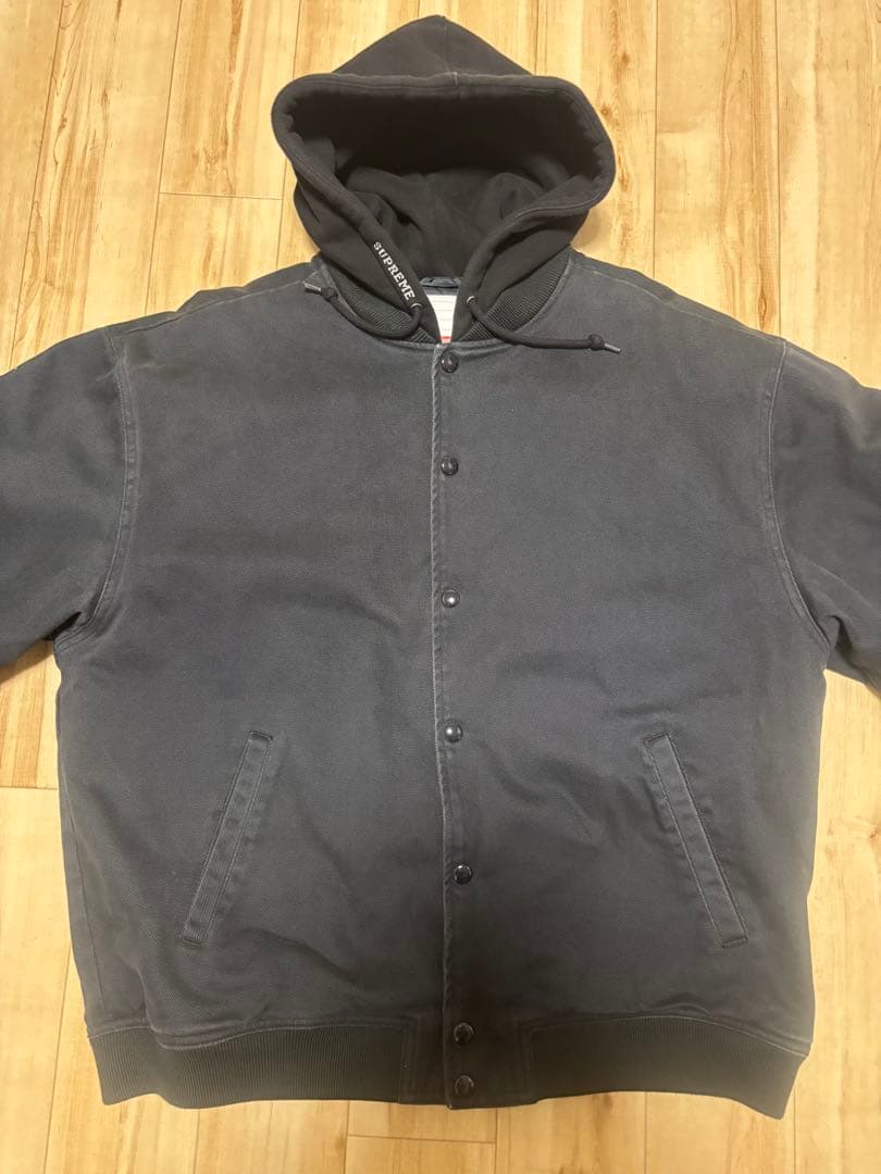 美品！supreme Hooded Twill Varsity Jacket