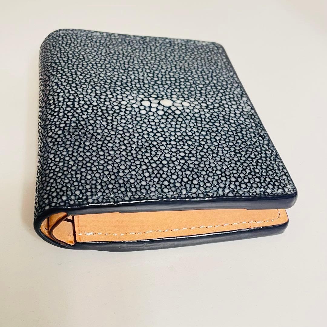 CIMABUE スティングレイ 折財布 二つ折り ガルーシャ エイ革 ネイビー