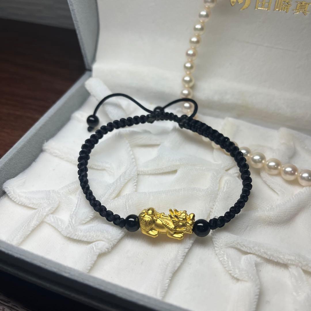 24K ミャンマーゴールド　龍＆ピチュー　お守りブレスレット