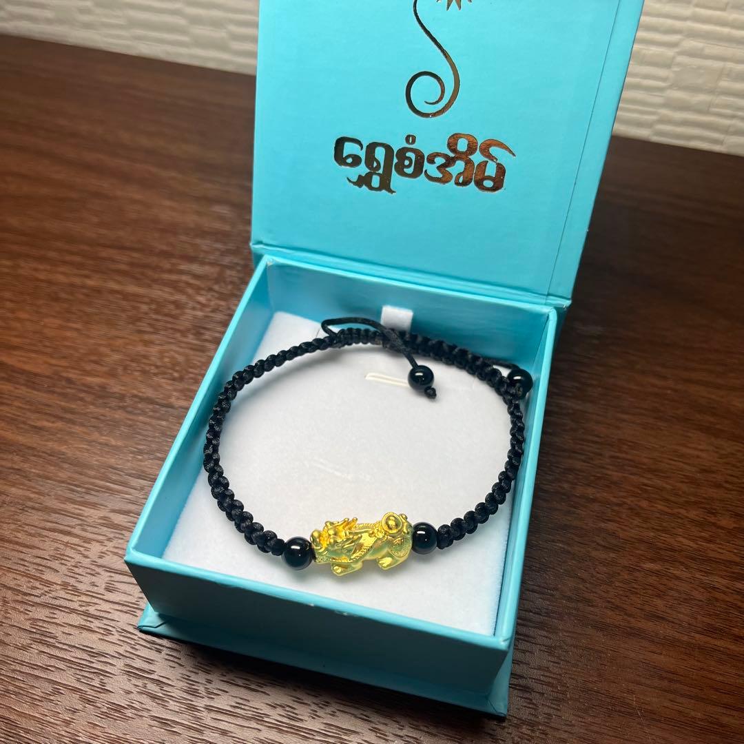 24K ミャンマーゴールド　龍＆ピチュー　お守りブレスレット