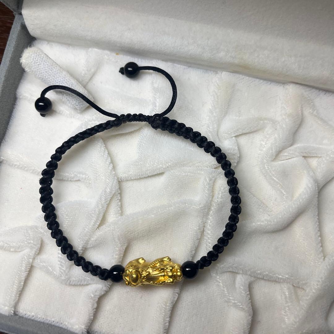 24K ミャンマーゴールド　龍＆ピチュー　お守りブレスレット