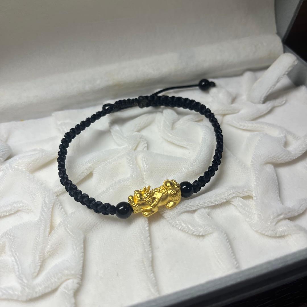 24K ミャンマーゴールド　龍＆ピチュー　お守りブレスレット
