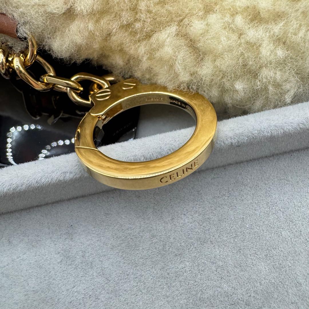 【保管袋付き】CELINE トリオンフ　ポンポンチャーム　ハート　ブラウン