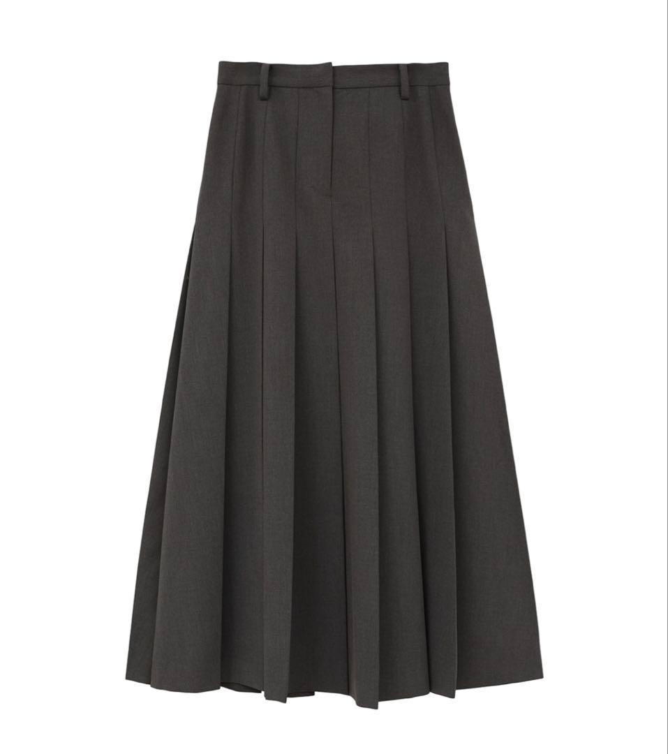 CLANE クラネ　WIDE PLEATS LONG SKIRT グレー