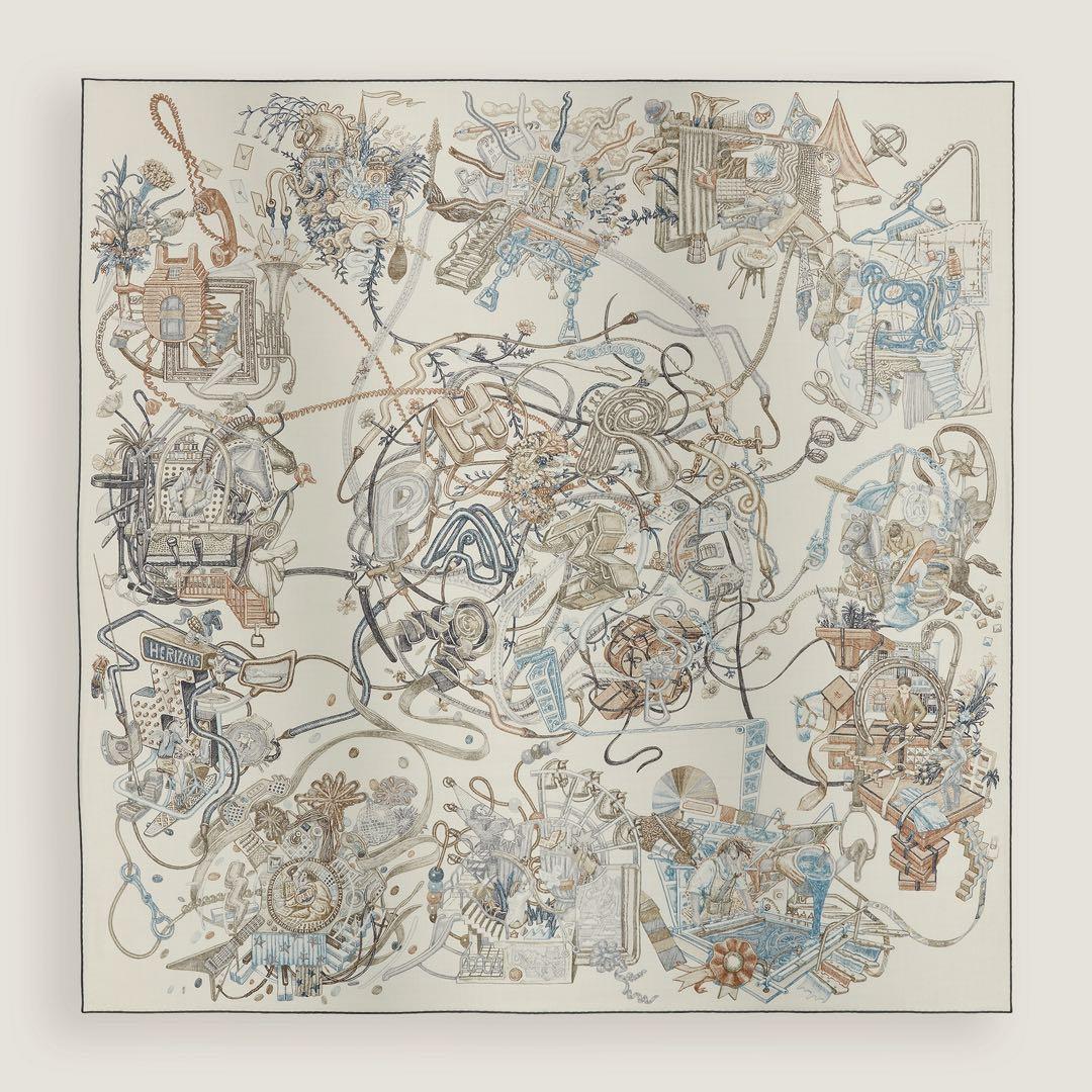 新品未使用 エルメス カレジェアン 《エルメスの世界》　カシシル　カシミアシルク