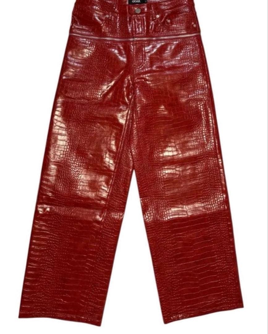 goar.archive クロコ レザーパンツ レッド