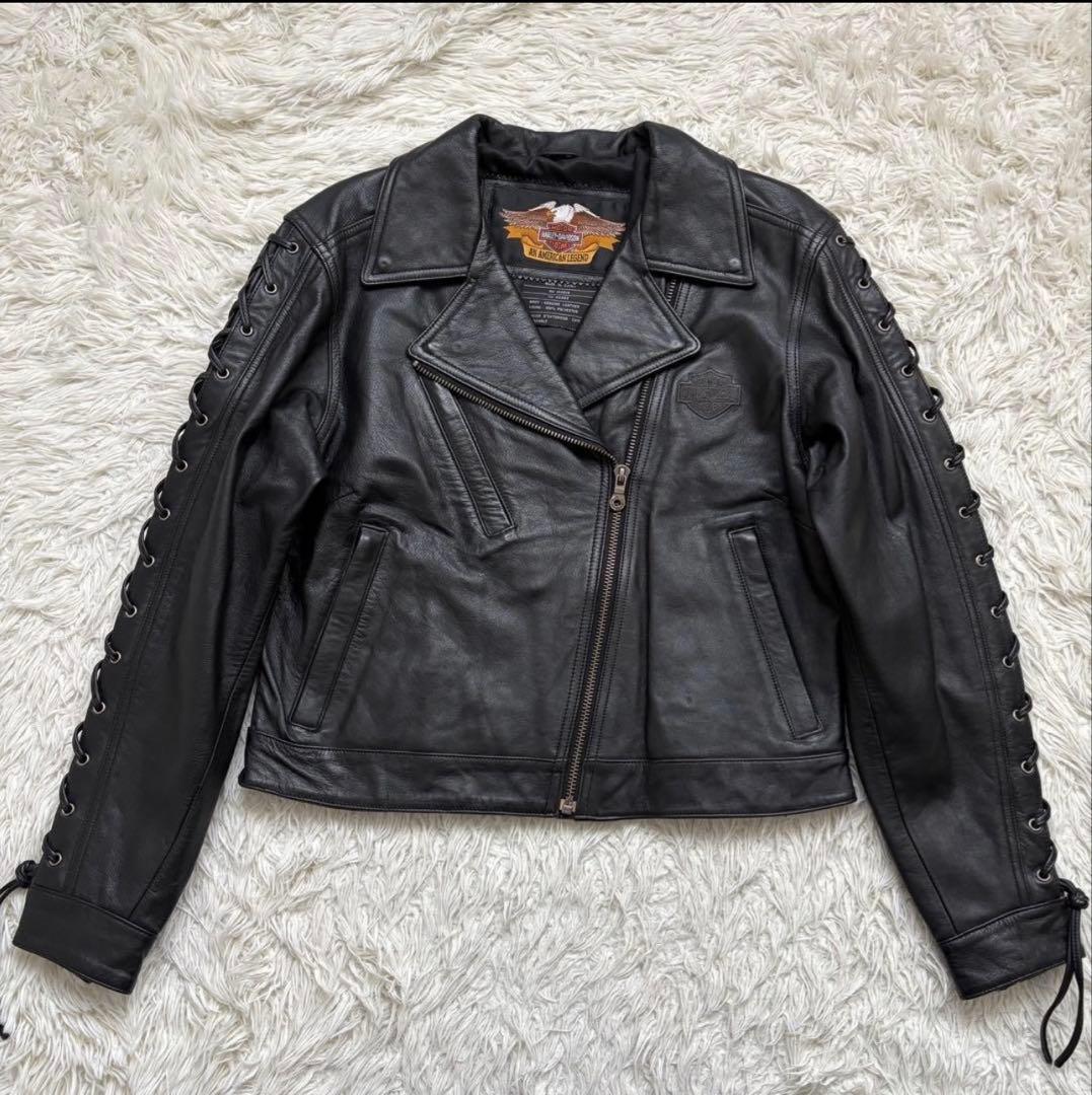 希少　HarleyDavidson ライダーズジャケット レディースM 本革　黒