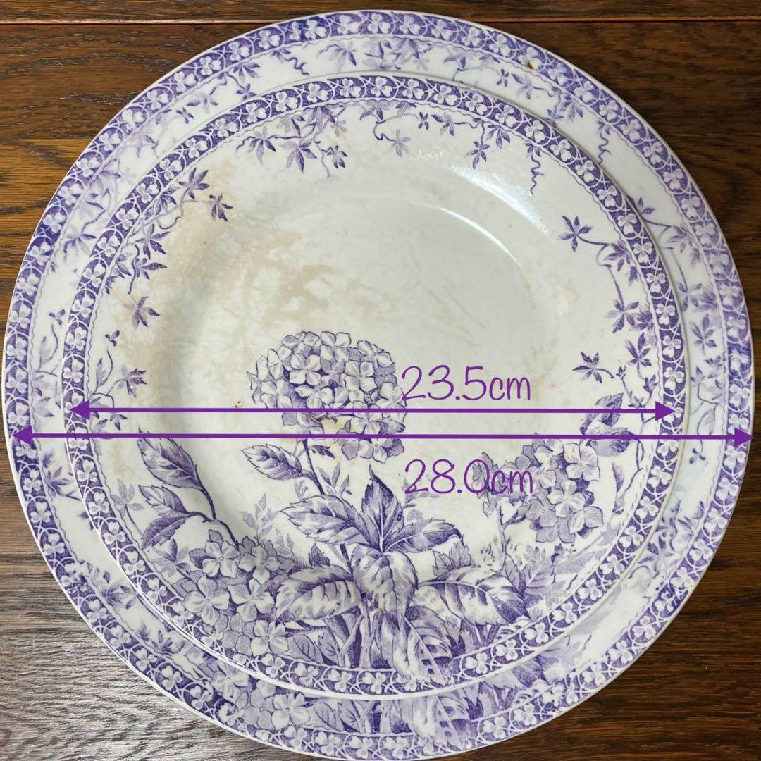 秋の感謝セール♪フランス アンティーク☆ジアンGienプレート大皿 紫陽花