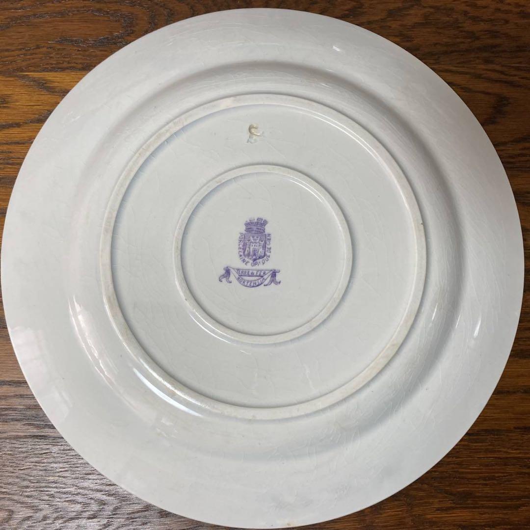 秋の感謝セール♪フランス アンティーク☆ジアンGienプレート大皿 紫陽花