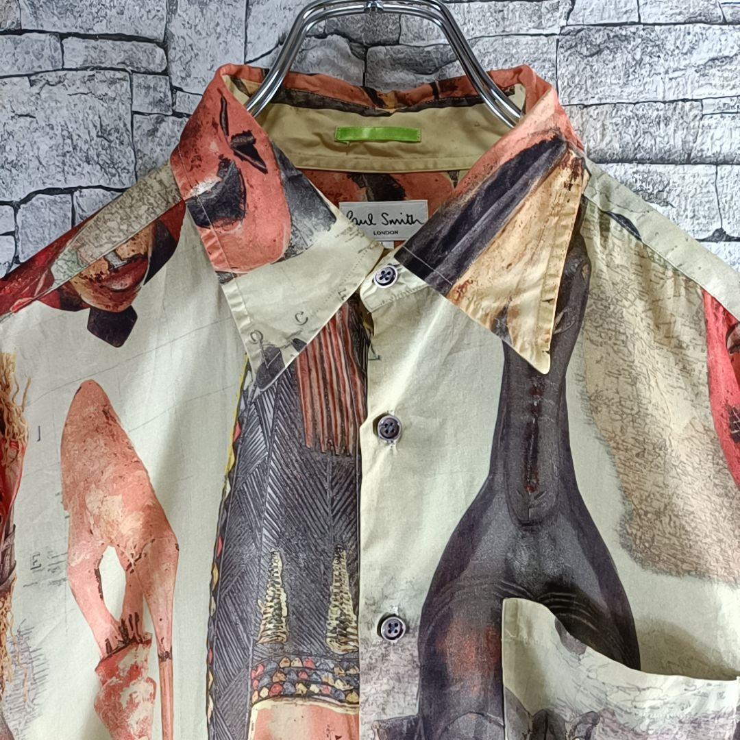 希少✨Paul Smith 長袖BDシャツ アフリカンマスクプリント 総柄 L