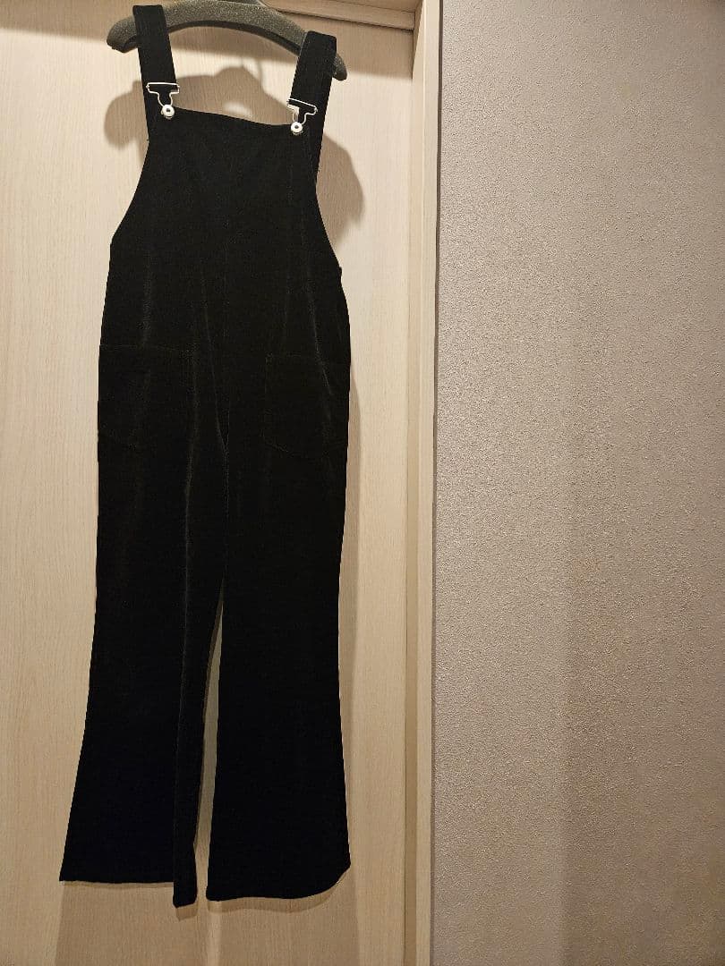 トレフルプラスワン　ベルベットオーバーオール　ブラック　サロペットオールインワン