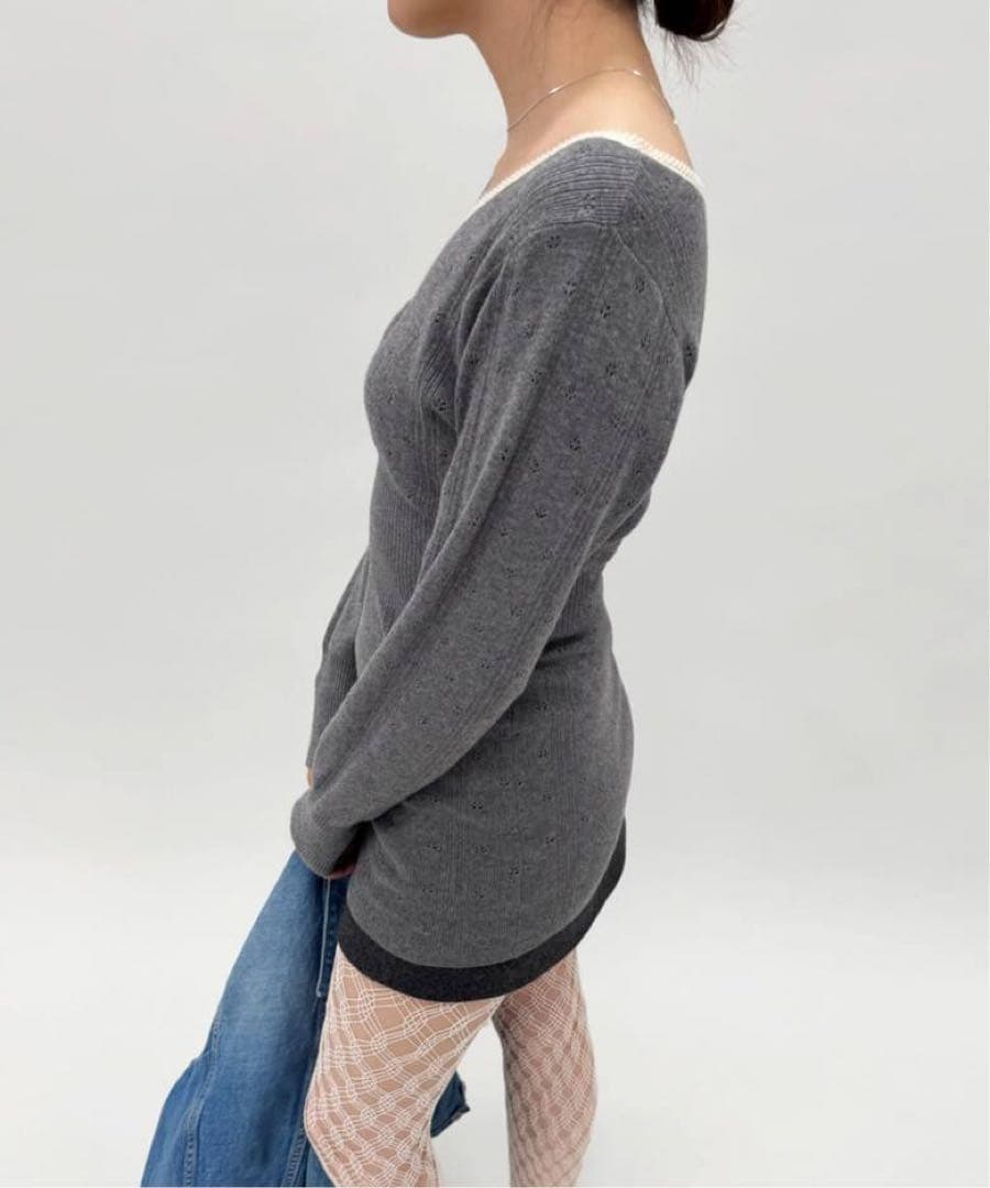 新品タグ付き　EDIT.FOR LULU アイレットニット　グレー