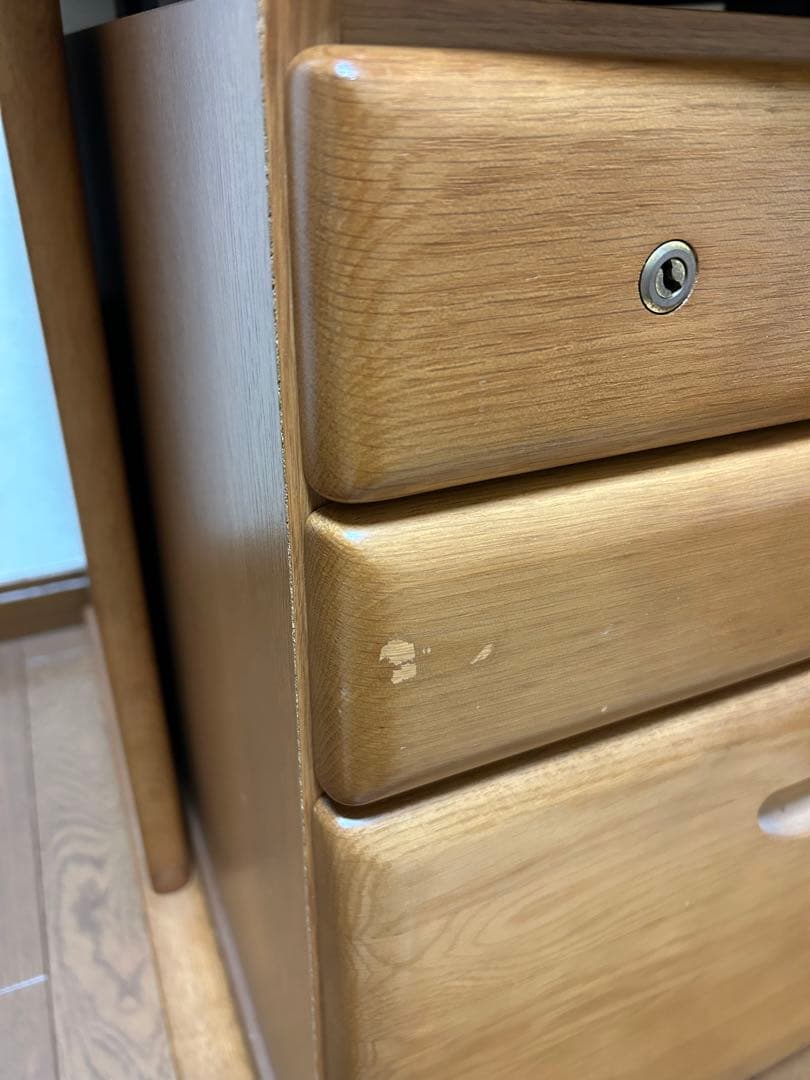 マルニ　天然木　学習机　②ワゴン（昇降式）