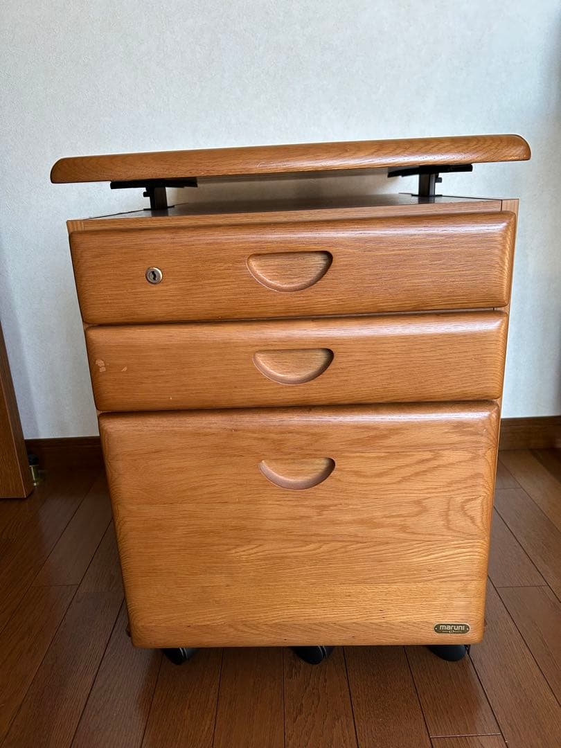 マルニ　天然木　学習机　②ワゴン（昇降式）