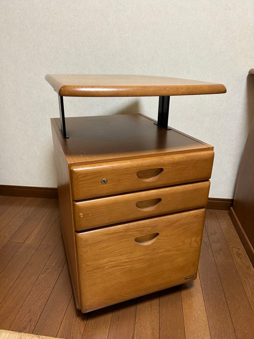 マルニ　天然木　学習机　②ワゴン（昇降式）