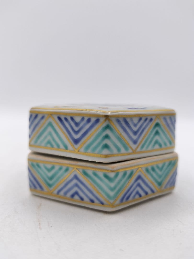 c709 香合 色絵 青龍 林淡幽 木箱 茶道具 古物