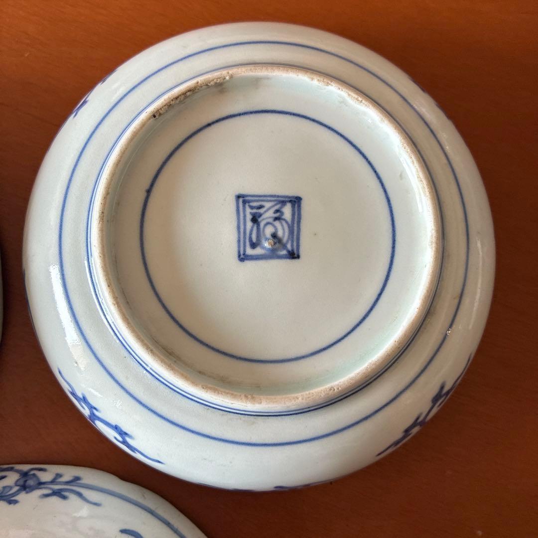 古伊万里　花唐草　渦福　なます　3枚