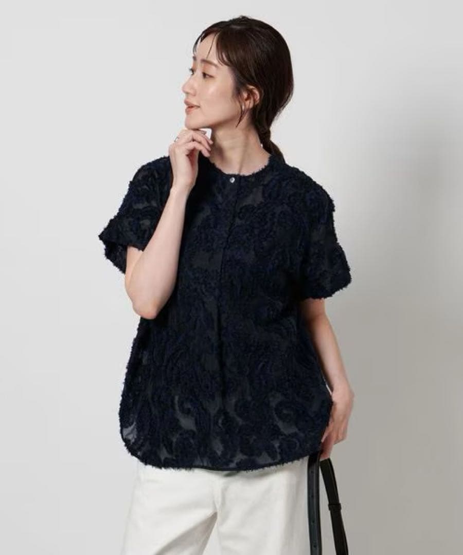 ペイズリー ジャガード ショートスリーブブラウス UNITED ARROWS