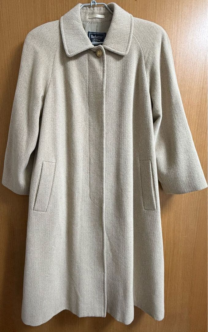 美品 Burberrys ロングコート　ヘリンボーン　ベージュ　アンゴラ
