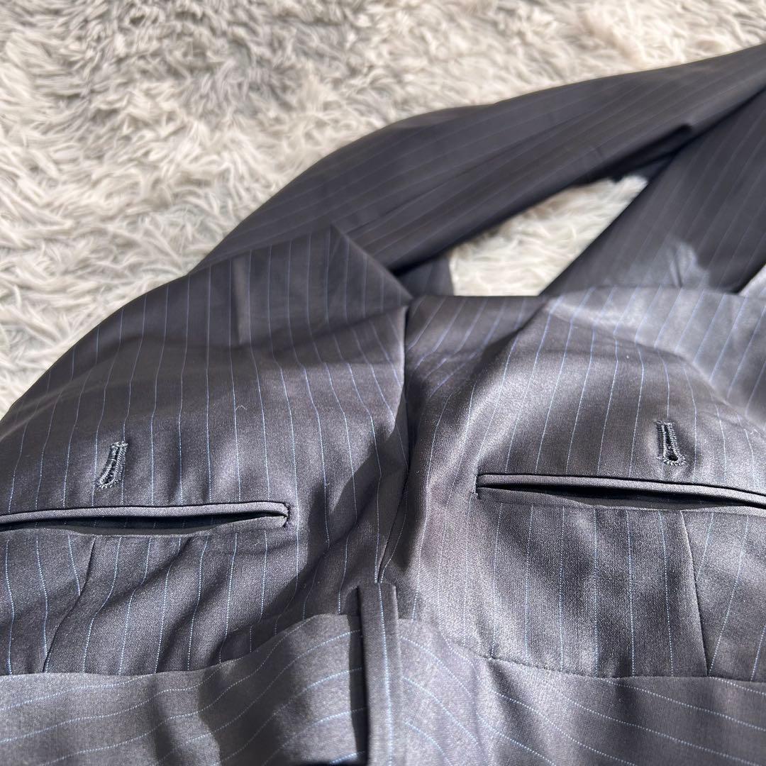 m6187【美品 現行タグ セオリー】パンツスーツ上下 ストライプ 黒 6 XL