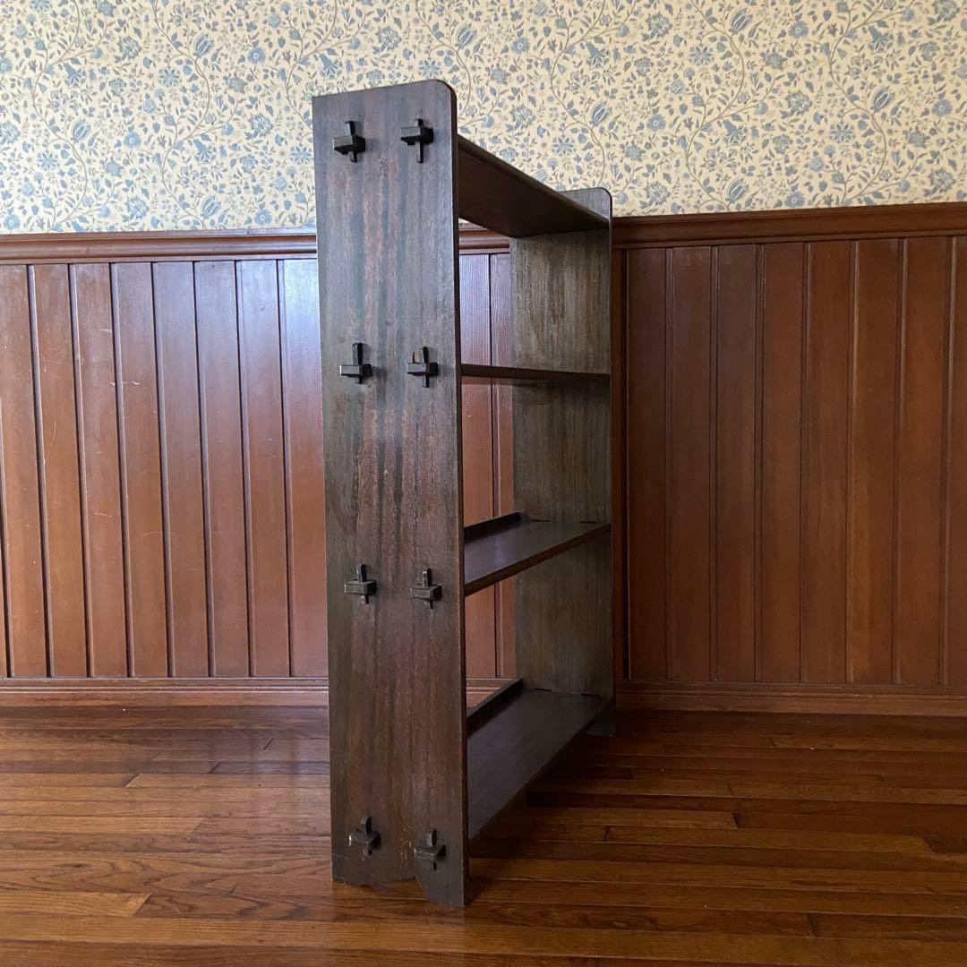 アンティーク　古い本棚　レトロ　楔棚　オープンラック　くさび棚