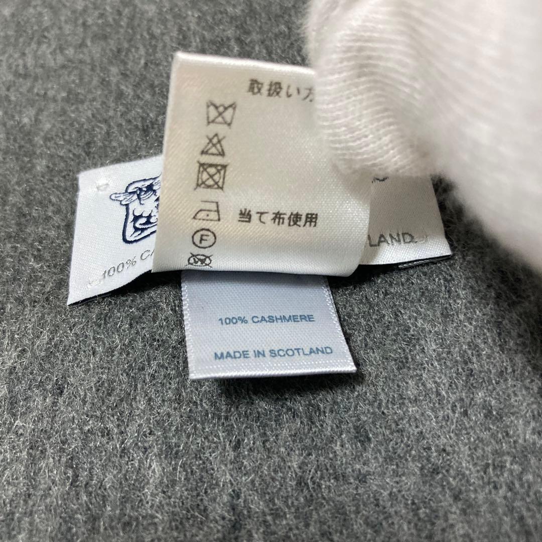美品 ジョンストンズ カシミヤ100％ 中判ストール ミッドグレー 国内正規品