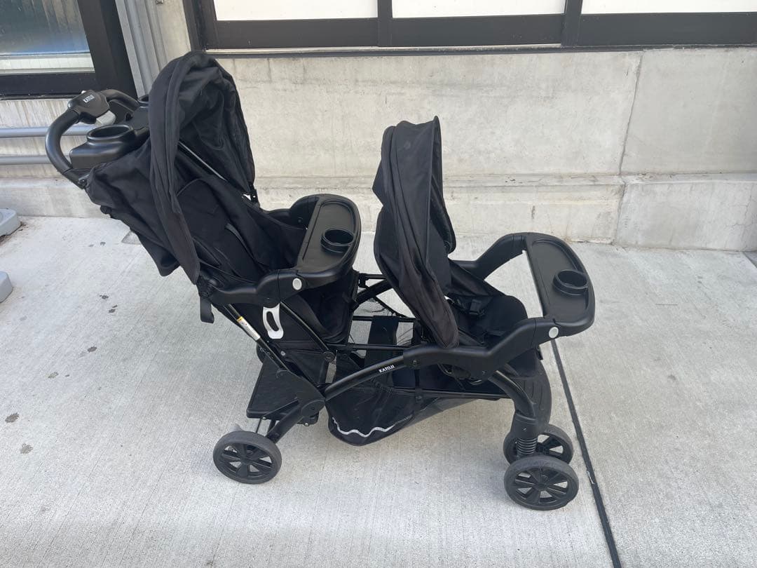 【美品】二人乗りベビーカー カトージ 二人でゴーDX オニキス ブラック