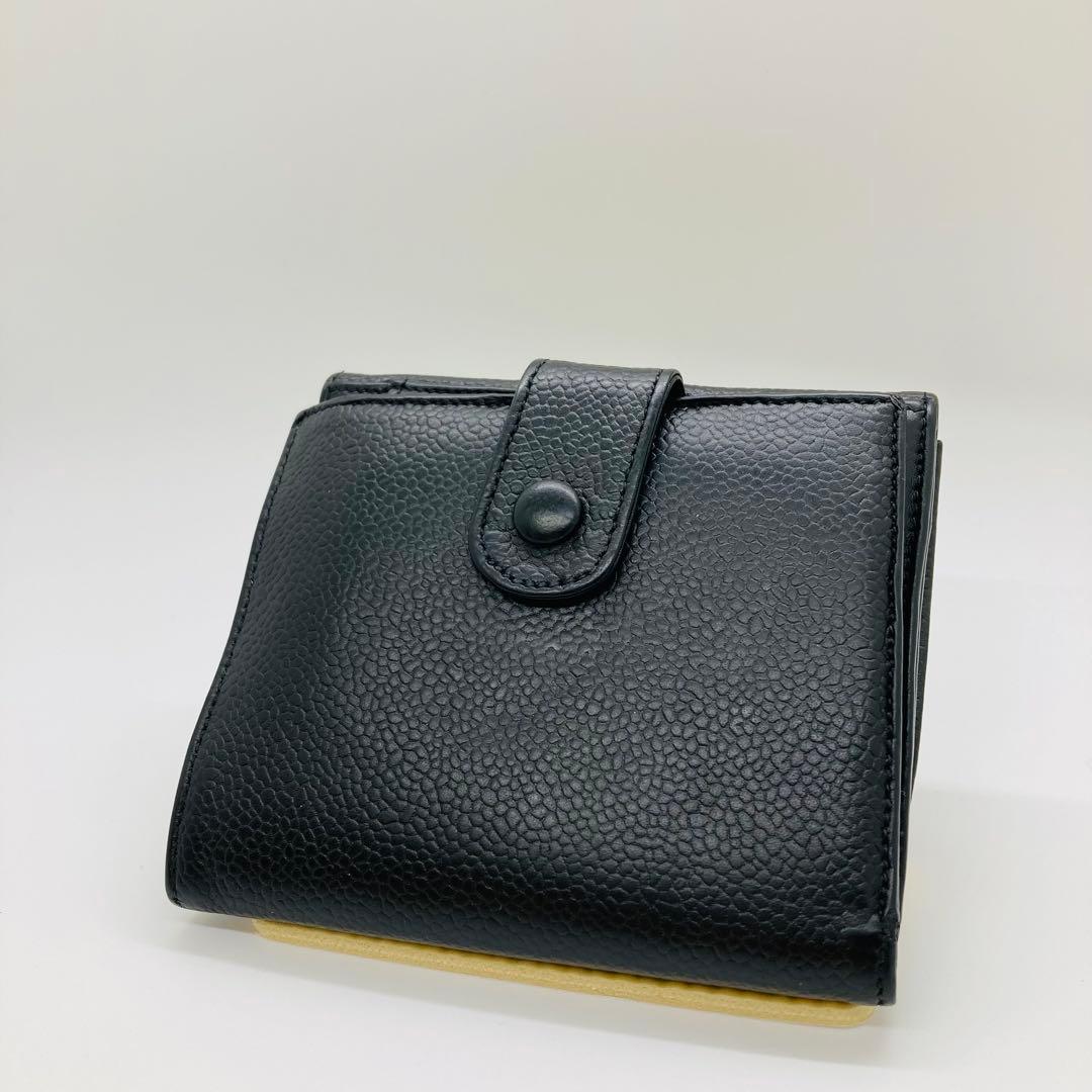 CHANEL シャネル 二つ折り財布 黒 レザー キャビアスキン A466