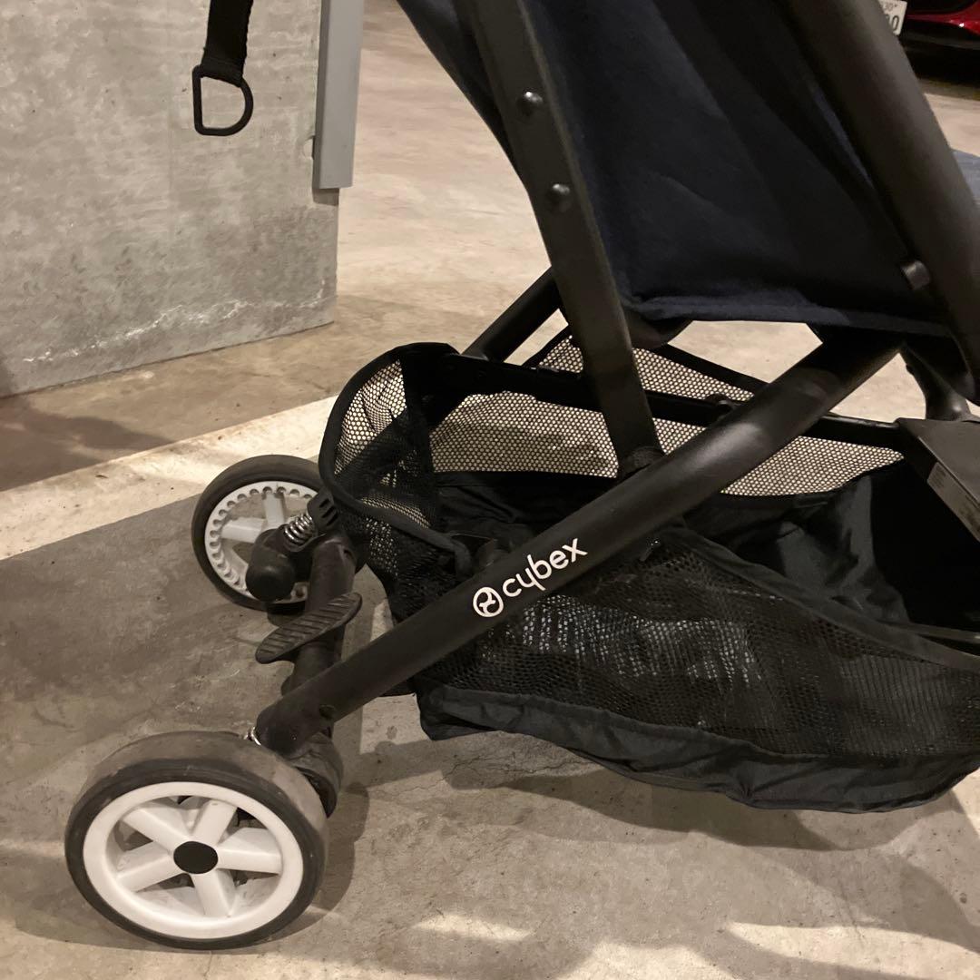 Cybex EASY S ネイビー ベビーカー 折りたたみ式　レインカバー付