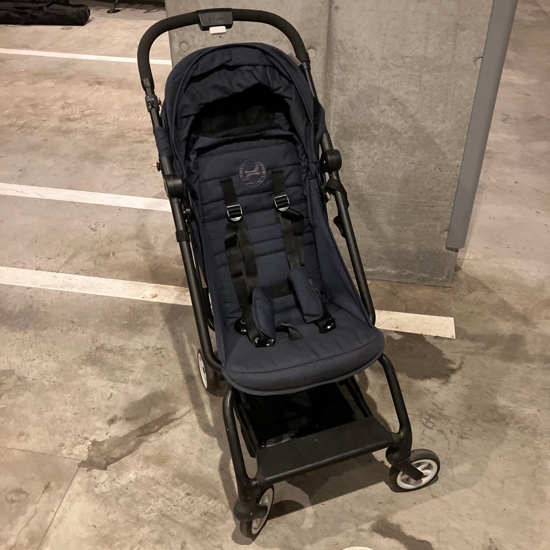 Cybex EASY S ネイビー ベビーカー 折りたたみ式　レインカバー付