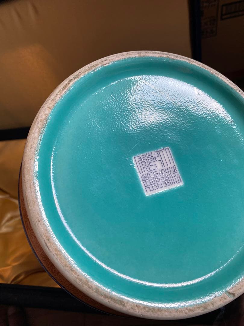 中国大清乾隆年製款洋彩軋道花鳥棒槌瓶サイズ高さ約42cm径19cm