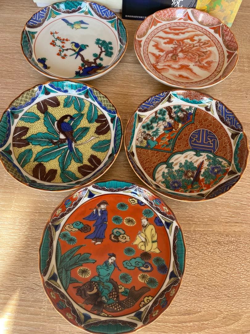 九谷焼皿揃(4.5号)時代絵 K7-87 5枚セット