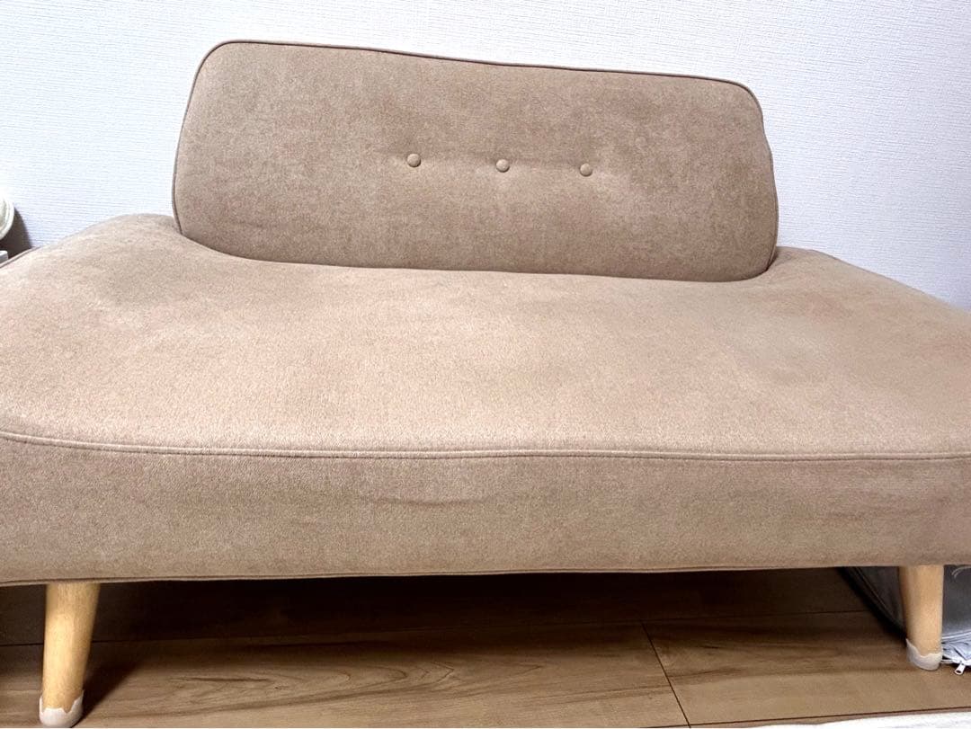 値下げ【美品】 【送料込】モダンデコ　アームレスソファ2人掛け　ラテベージュ