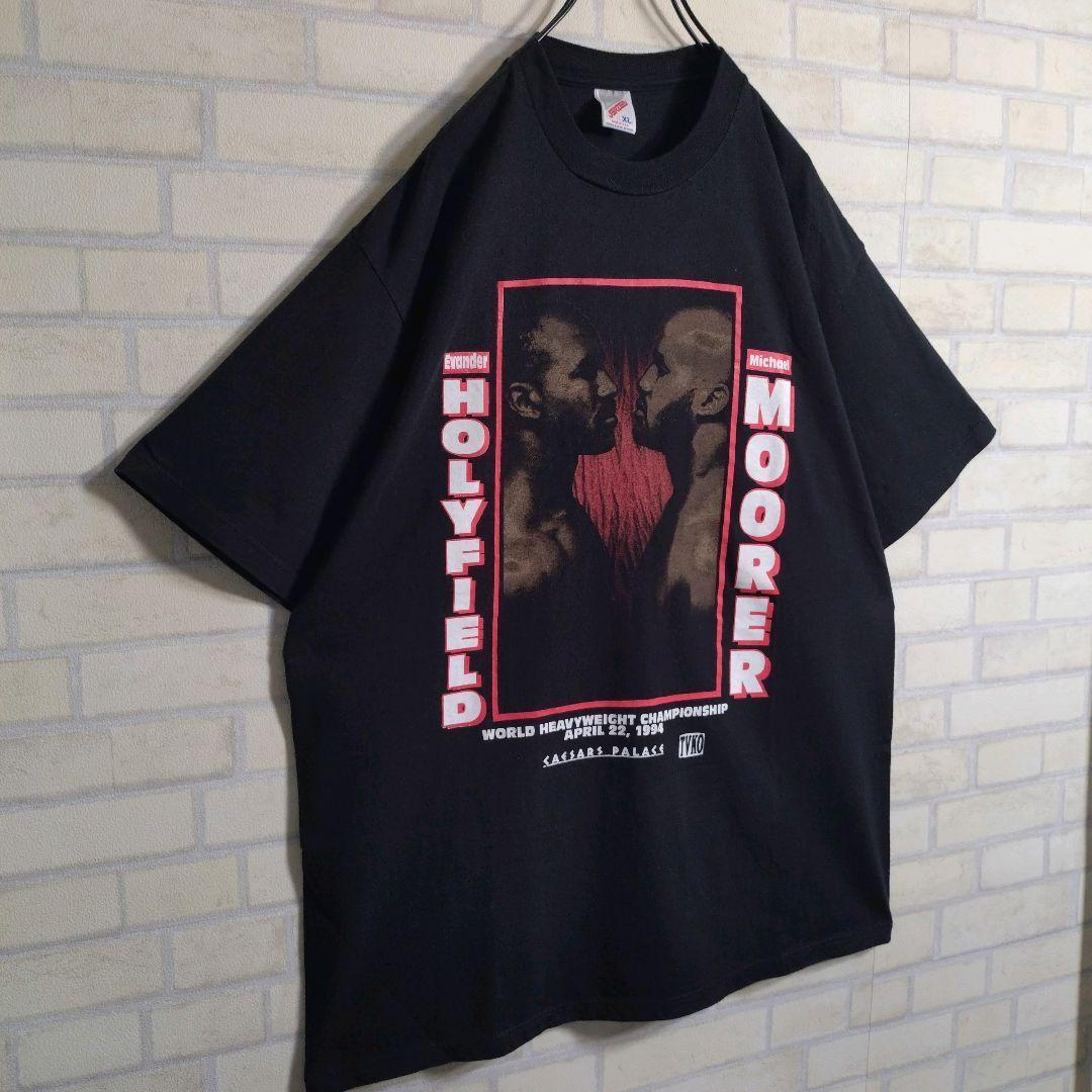 お宝★90s USA製 ホリフィールド VS モーラー 半袖Tシャツ 黒 XL