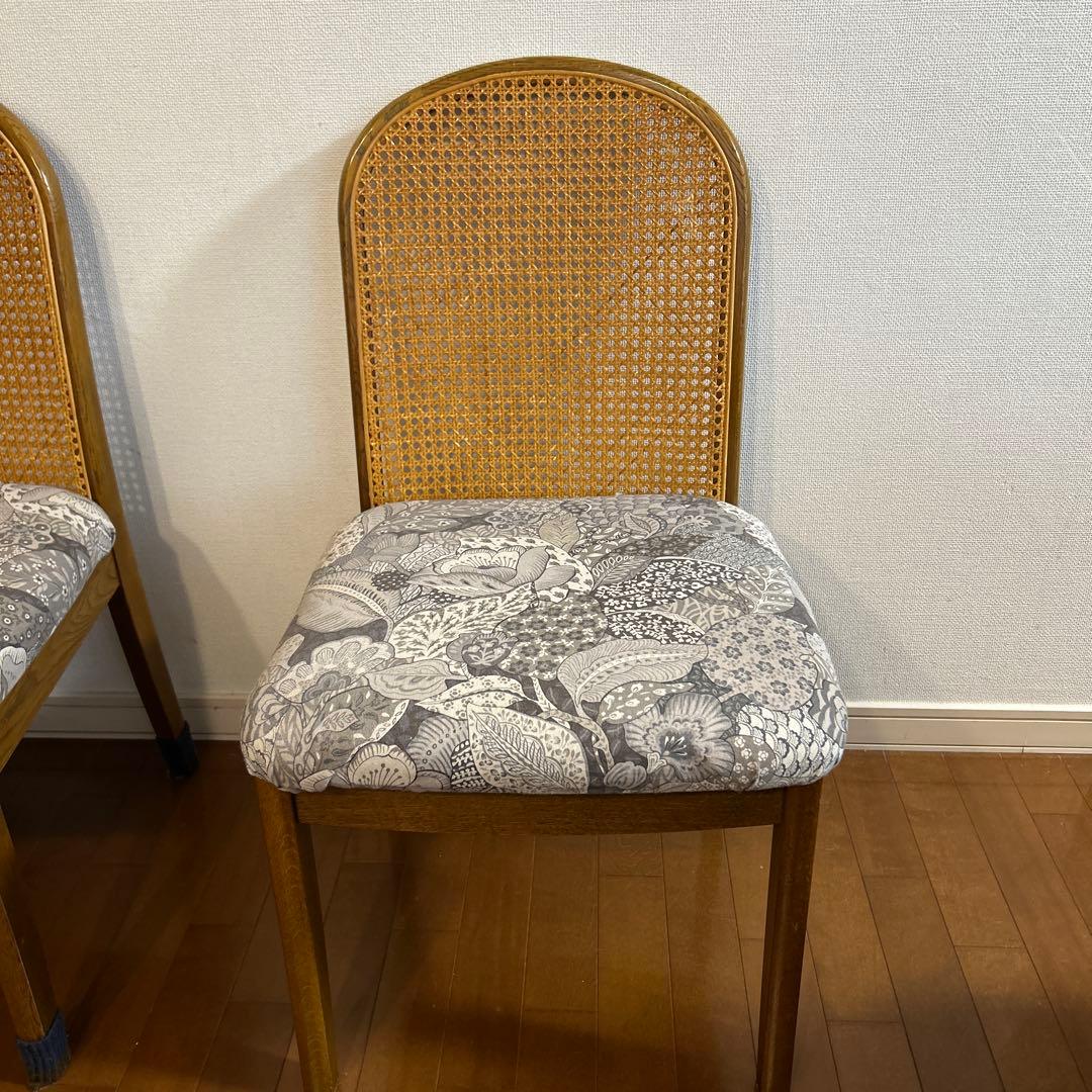 【希少品】①浜本工芸　ダイニングチェア　ラタン　送料込み　昭和レトロ