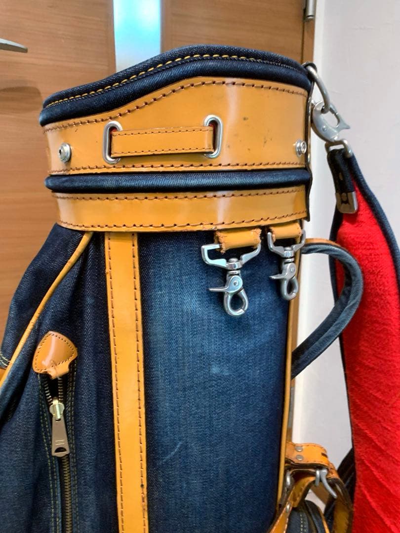 超希少　エビス　エヴィス　EVISU デニム　本革レザー　キャディバッグ