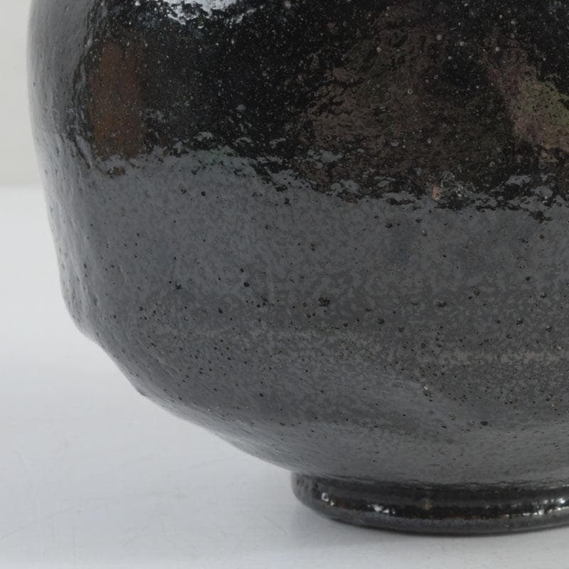 茶道具　楽焼　佐々木松楽造　黒楽茶碗　時代箱付　V　9458