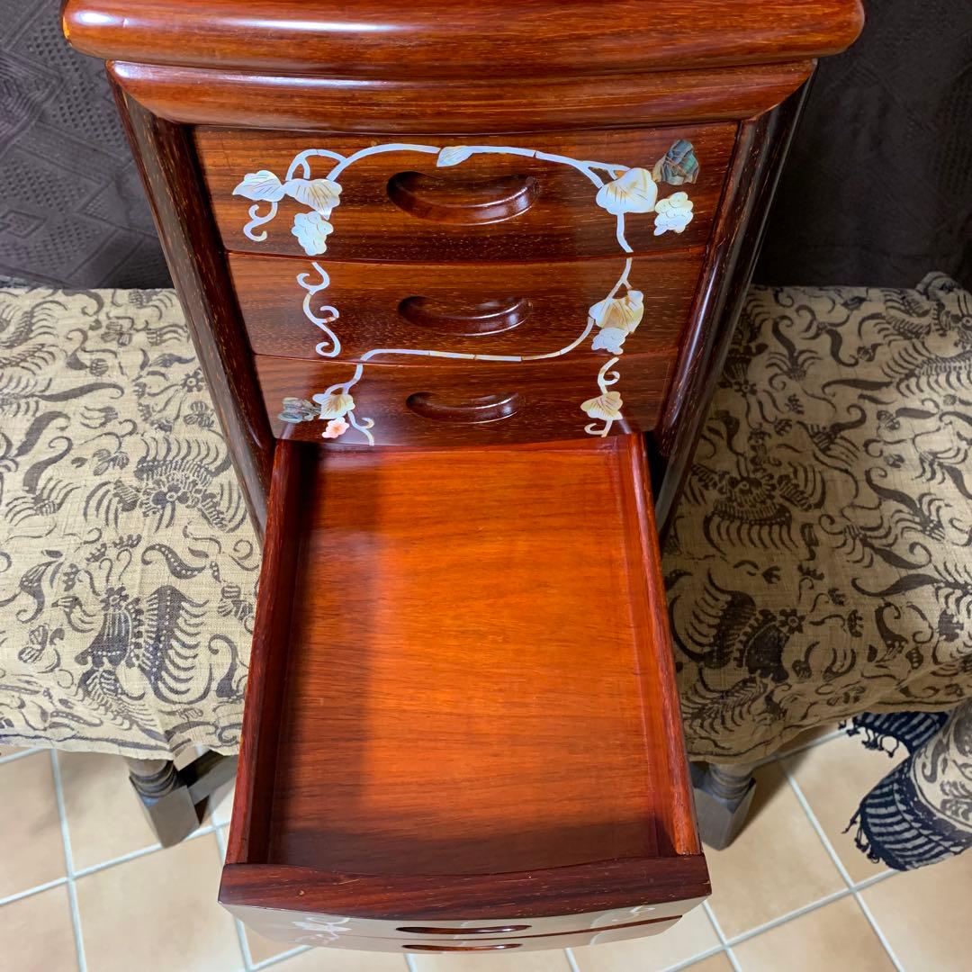 【極美品】螺鈿家具 螺鈿細工 唐木 花梨 引き出し 五段 チェスト 無垢材