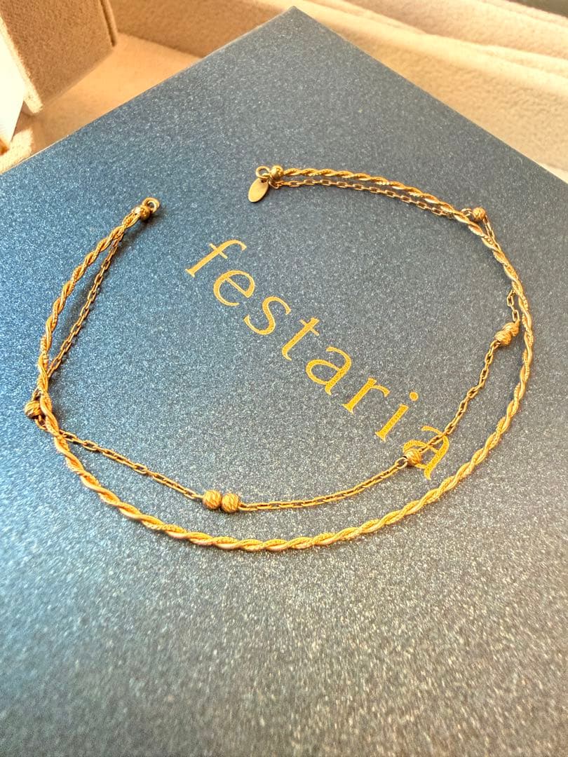 festaria ツイストチェーン 2連ブレスレット　10K YG
