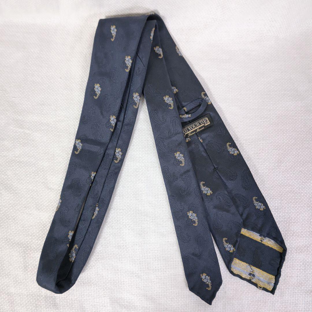 タイユアタイTIE YOUR TIEスフォデラートペイズリービジネスネクタイ紺