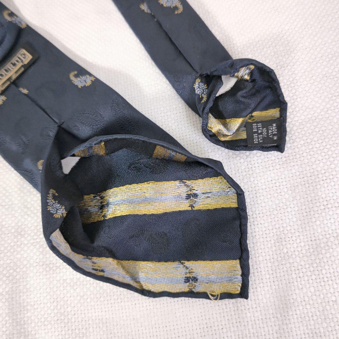 タイユアタイTIE YOUR TIEスフォデラートペイズリービジネスネクタイ紺