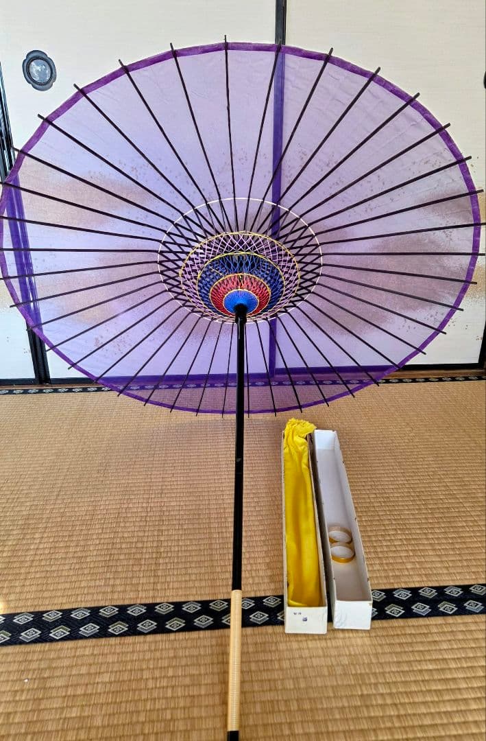 紫色 舞踊傘 90cm 竹製
