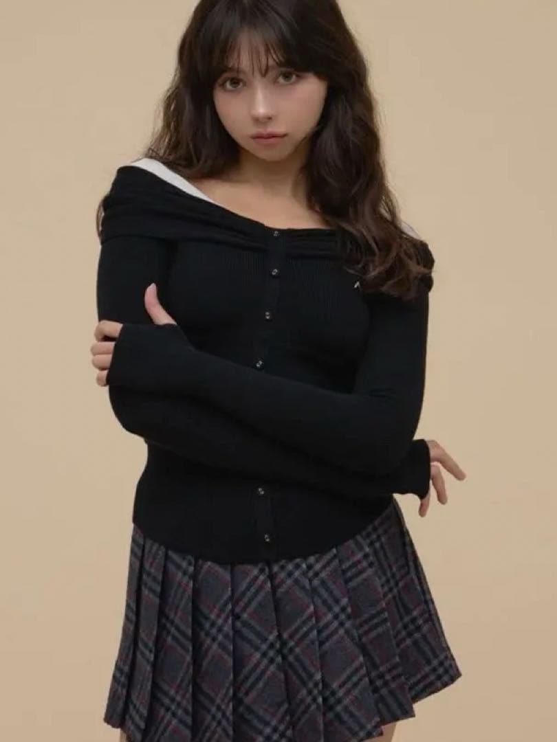 トップス andMary Shannon tulle knit tops BLACK