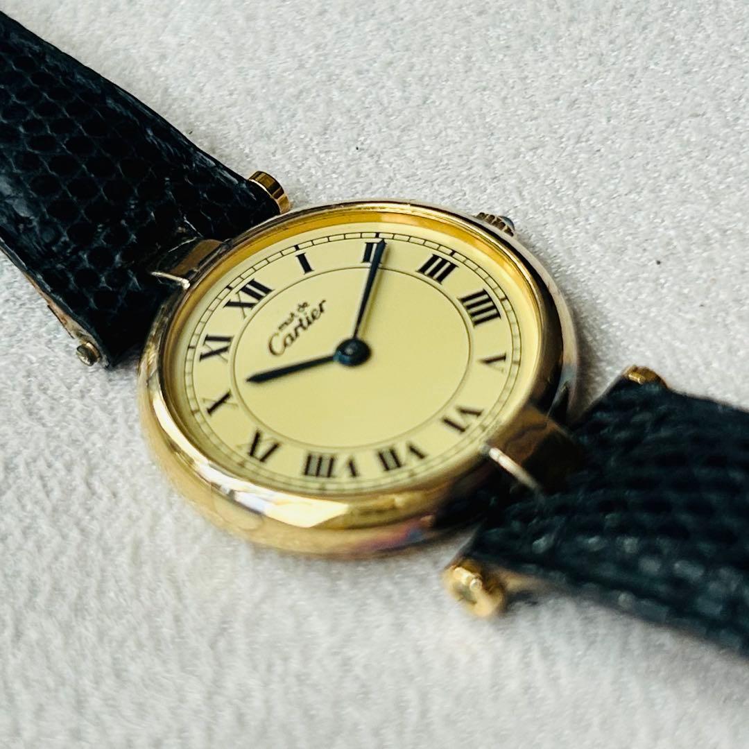 カルティエ　マストヴァンドーム　ヴェルメイユ　 アイボリー文字盤箱付き★不動