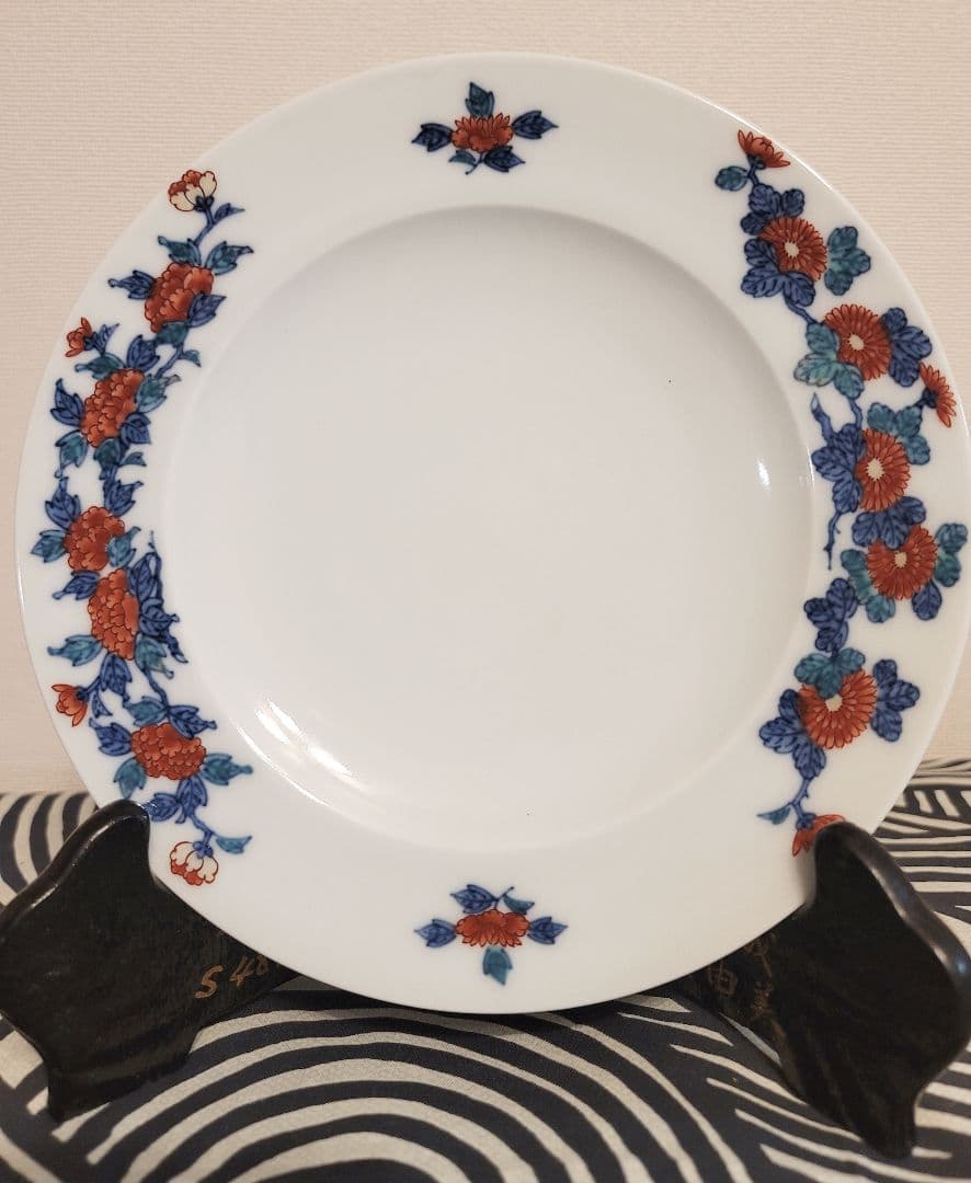 【今右衛門】色鍋島の伝統　銘窯　人間国宝　十三代今右衛門作錦花絵洋皿6枚