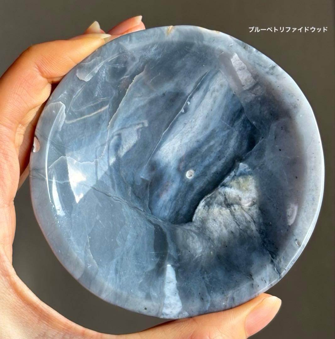 レアカラー　高品質　ブルーペトリファイドウッド　お皿