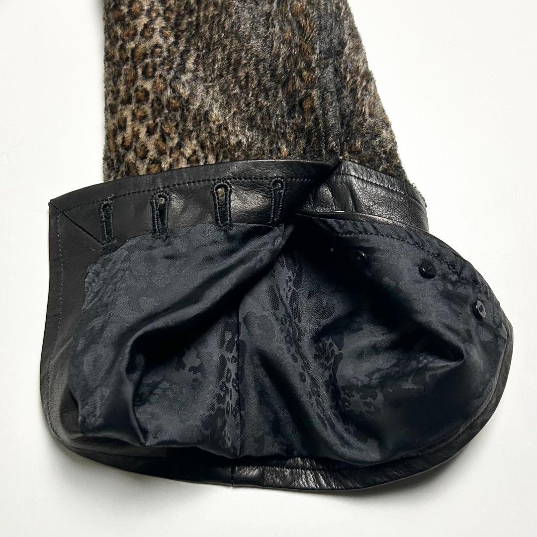 【美品】ROEN/ロエン/レザー切り替えレオパード柄トレンチコート/牛革/総柄