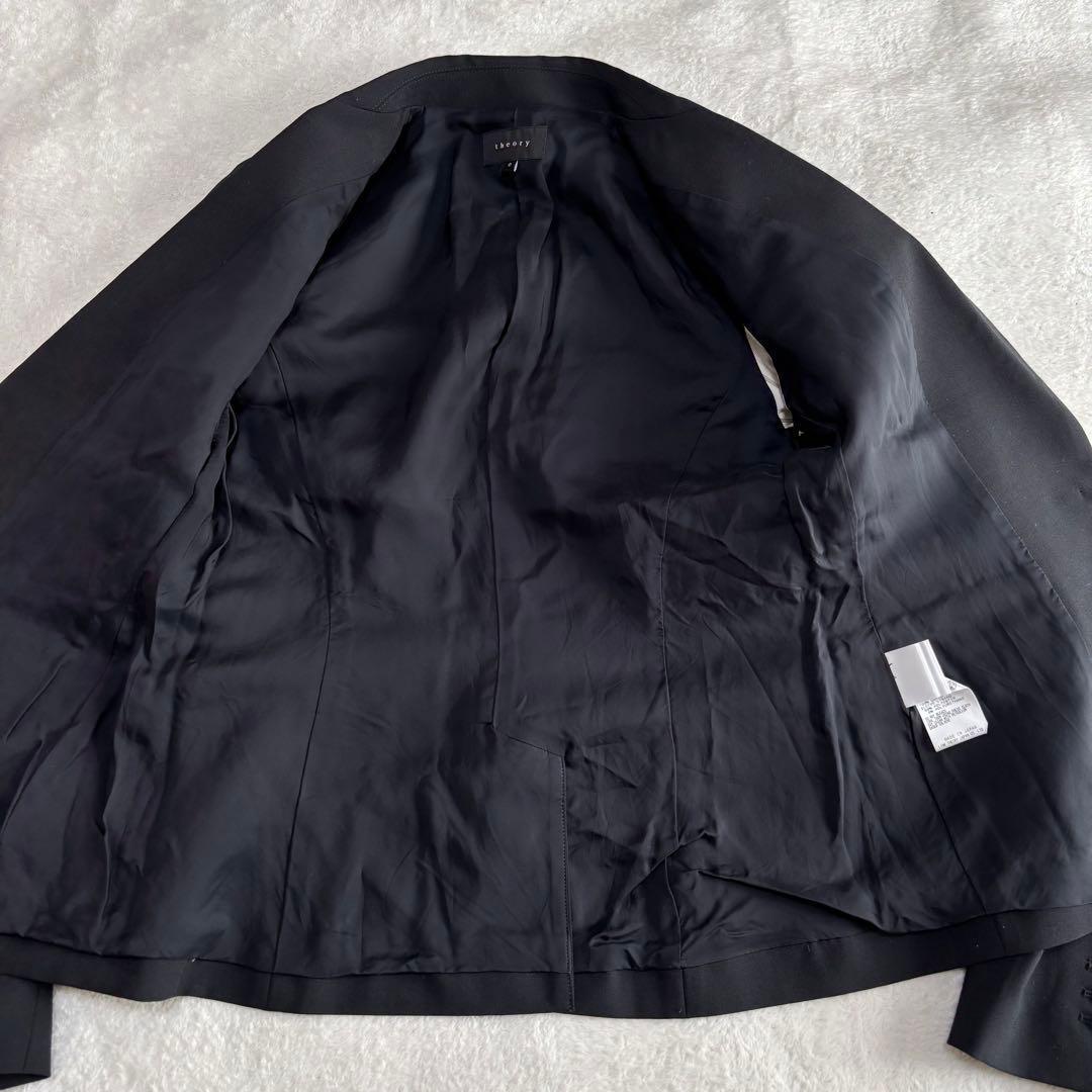 美品 theory セオリー スーツ ノーカラー パンツ 黒 3点セット S