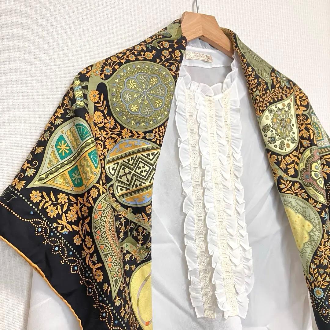 美品　エルメス　HERMES スカーフ　90 カレ生命の木　 シルク　フランス